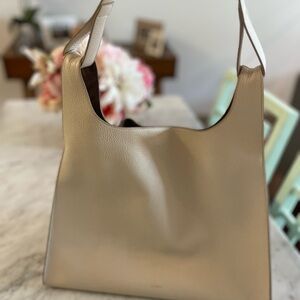 Cuyana Cream Leather Shoulder Bag